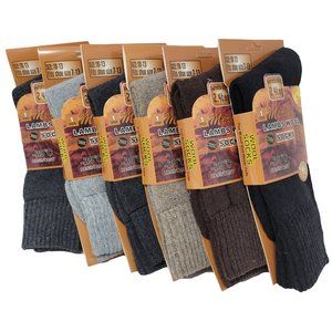 Men's Merino Lamb Wool Crew Socks, Comfy Winter Warm Boot Socks, 6 Pairs